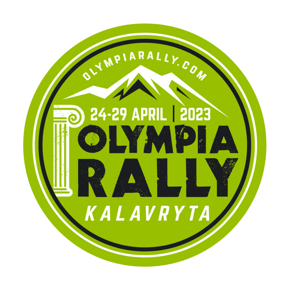 Olympia Kalavryta circle logo 2023 green black white Olympia rally