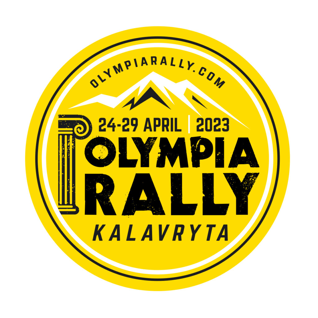 Olympia Kalavryta circle logo 2023 yellow black white Olympia rally