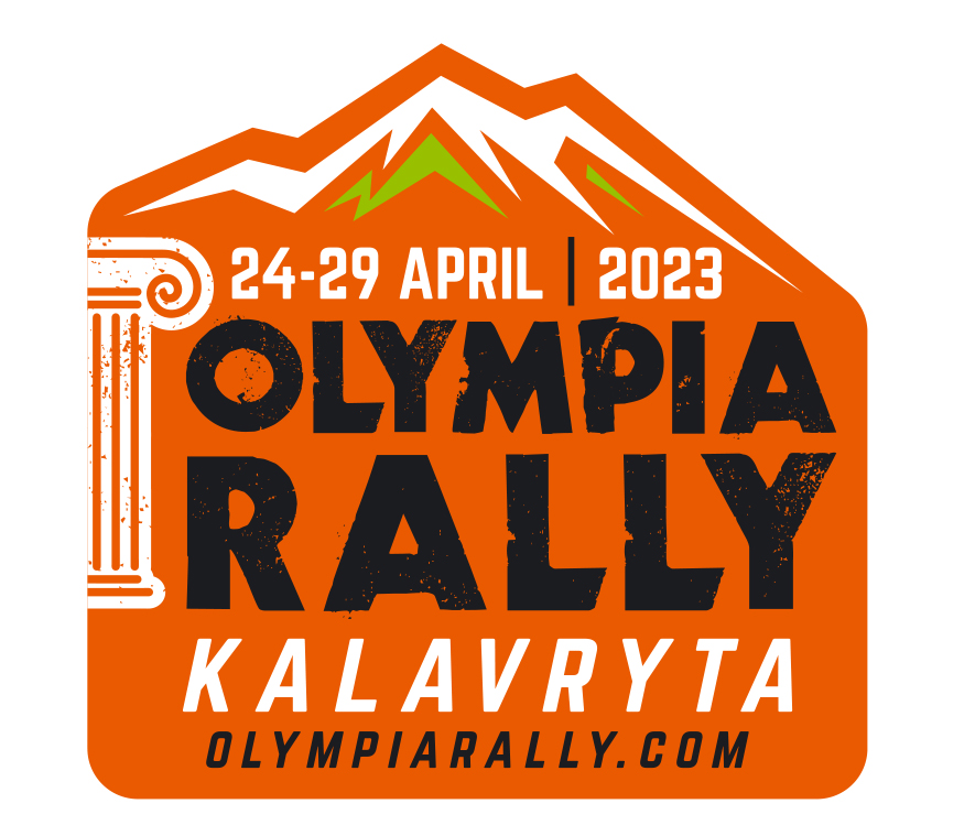 Olympia Kalavryta square logo 2023 orange black white Olympia rally