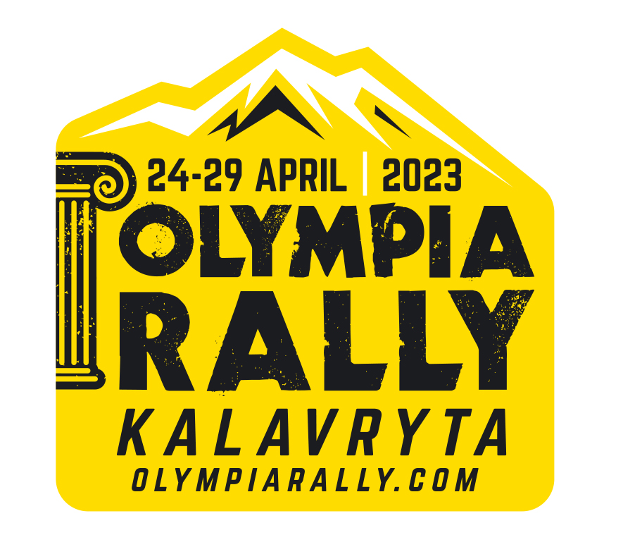 Olympia Kalavryta square logo 2023 yellow black white Olympia rally