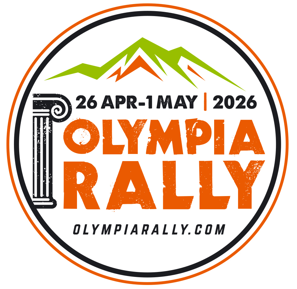 circle Olympia logo 2026 white orange Olympia rally