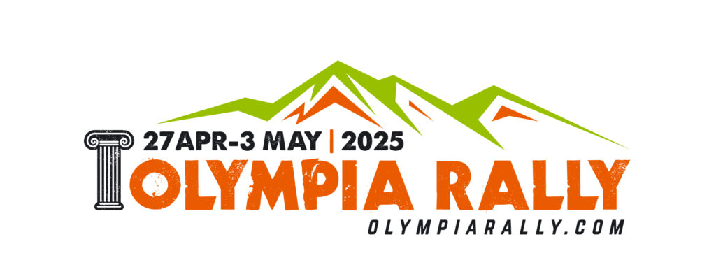 horizontal Olympia logos 27Apr 5 May 2025 white orange Olympia rally