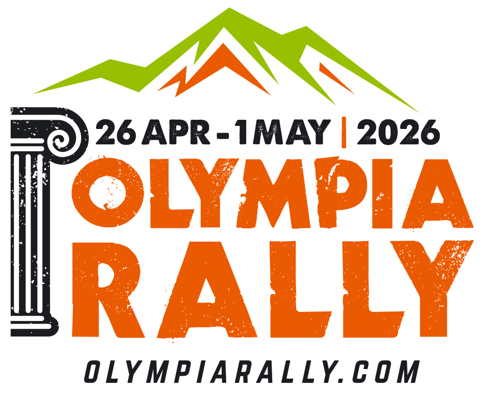 square Olympia logo 2026 white orange Olympia rally