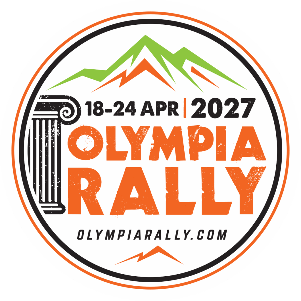 circle Olympia logos 2027 white orange Olympia rally