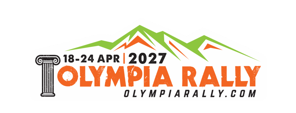 horizontal Olympia logos 2027 white orange Olympia rally